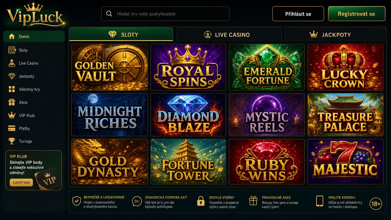 Snímek obrazovky VIPLuck Casino